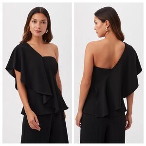Trina Turk One Shoulder Flounce Top
